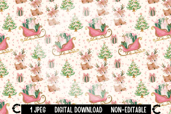 Brushstroke Christmas Reindeer Pattern Illustrations