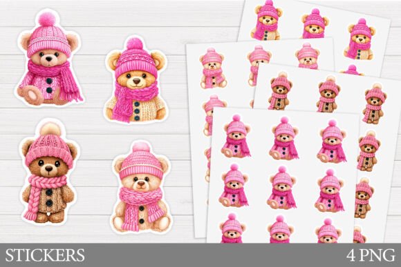 Christmas Bear Sticker Printable: Festive Illustrations