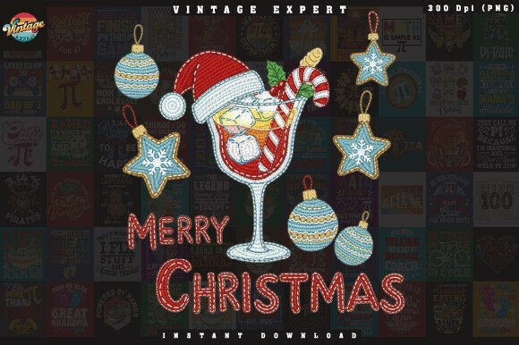 Christmas Cocktail Yarn Crochet PNG for Illustrations