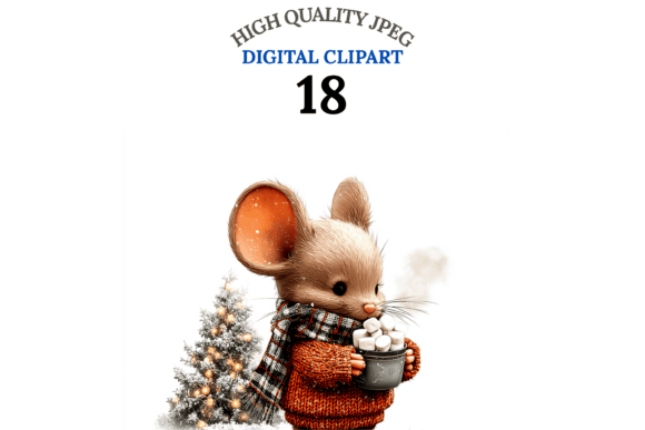 Christmas Mouse Clipart Set: Festive Illustrations