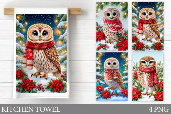 Christmas Owl Kitchen Towel Sublimation: Illustrations Review
