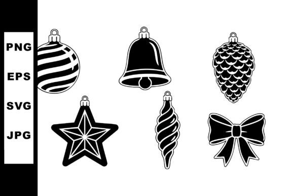 Christmas Tree Ornaments Vector Icons Bl for Illustrations