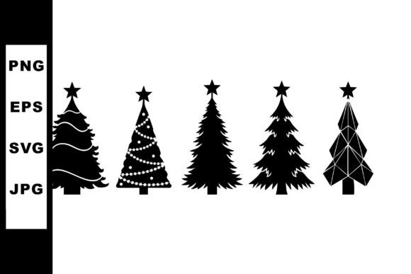 Christmas Tree Silhouettes with Star Top Illustrations