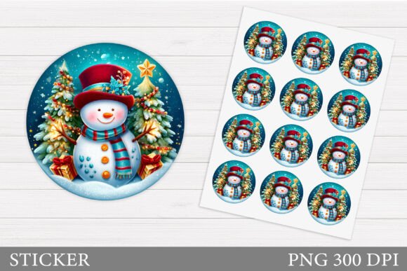 Cute Snowman Sticker: Festive Illustrations for Blogs