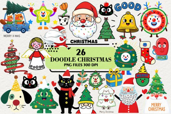 Kawaii Doodle Christmas Clipart: Cute Illustrations for Crafters
