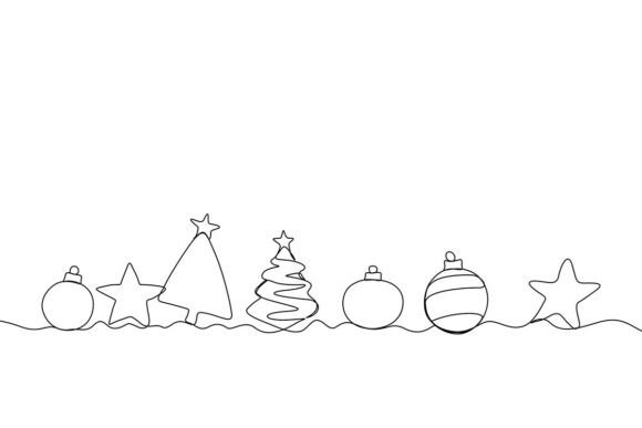 Minimalist One Line Drawing of Christmas Illustrations