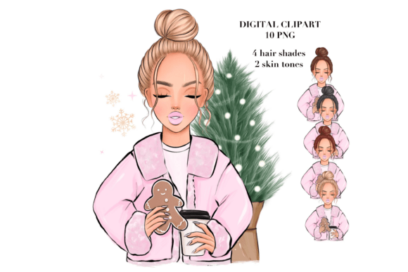 Review: Christmas Girl Clipart, Cozy Pink Illustrations