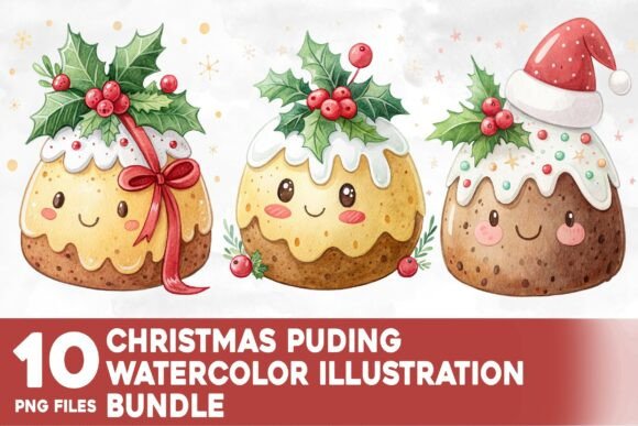 Reviewing the Christmas Pudding Watercolor Bundle for Stitchers