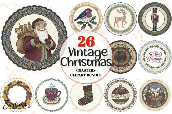 Reviewing the Vintage Christmas Coasters PNG Bundle