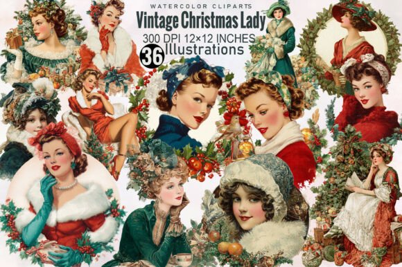 Reviewing Vintage Christmas Lady Clipart for Embroidery