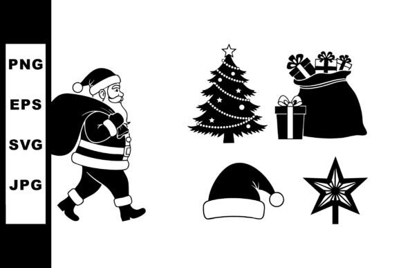 Santa Claus Carrying Sack: Festive Illustrations