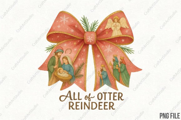 Scene Christmas Coquette Bow PNG: Festive Illustrations