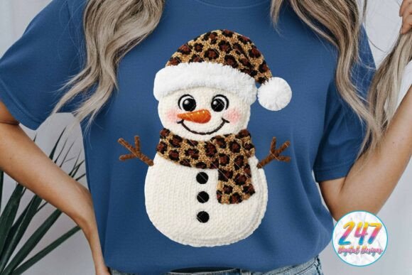 Snowman Leopard Print Crochet Christmas Illustrations