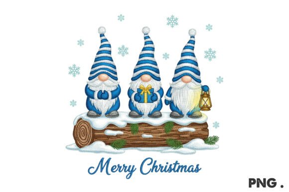 Three Christmas Gnomes Png: Editorial Illustrations