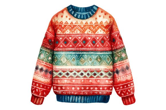 Ugly Christmas Geometric Sweater Illustrations Review