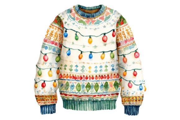 Ugly Sweater Christmas Lights PNG for Illustrations