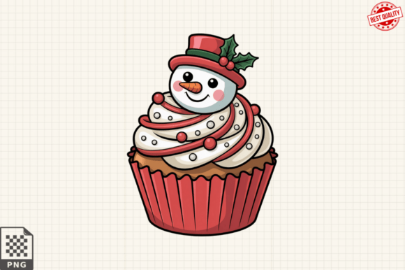 Vintage Christmas Cupcake Clipart PNG: Illustrations Review